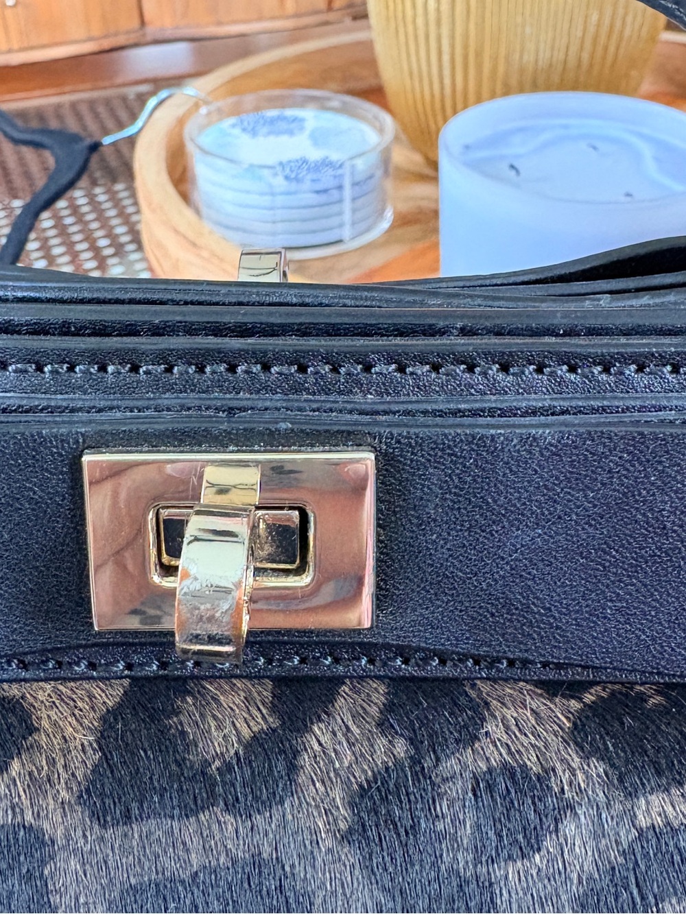 Kate Spade Brown Leopard Print Top Handle 3-Pocket Bag. Rare find! Elegant/ fun. - Picture 3 of 7